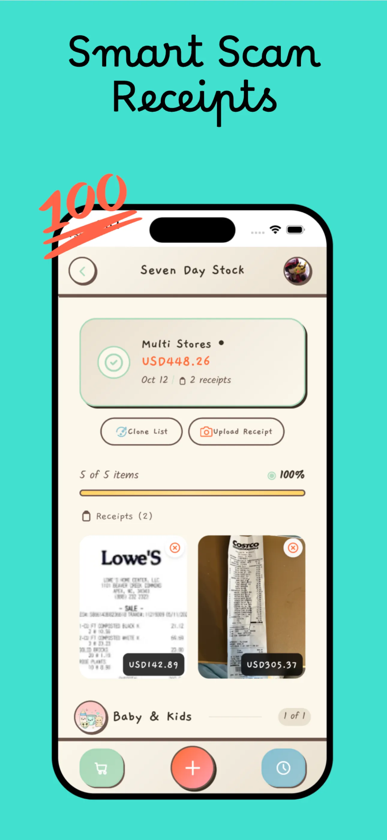 ChibiCart AI receipt scanning in action